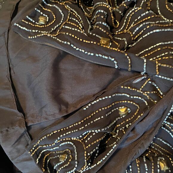 Women's Anaikka Beaded Copper & Silver Coca Sleeveless Mini Dress Size 2 - Picture 7 of 8